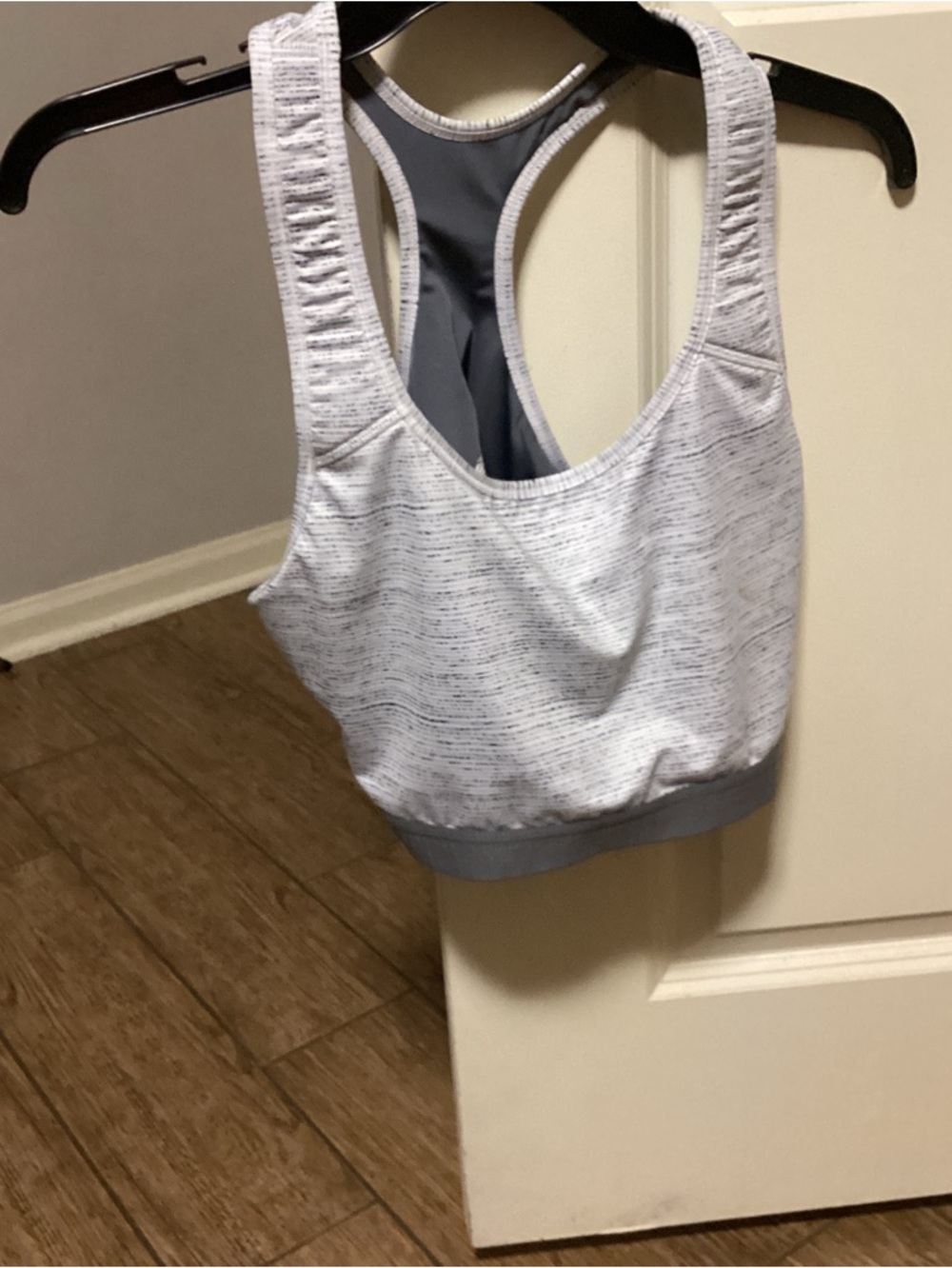 Avia Light Gray Racerback Sports Bra with Heathered Detail